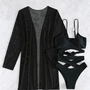 3 Pcs criss cross bikini set